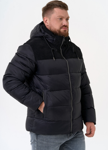 Мужской пуховик с отделкой из вельвета