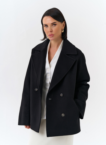 Женское укороченное пальто с английским воротником