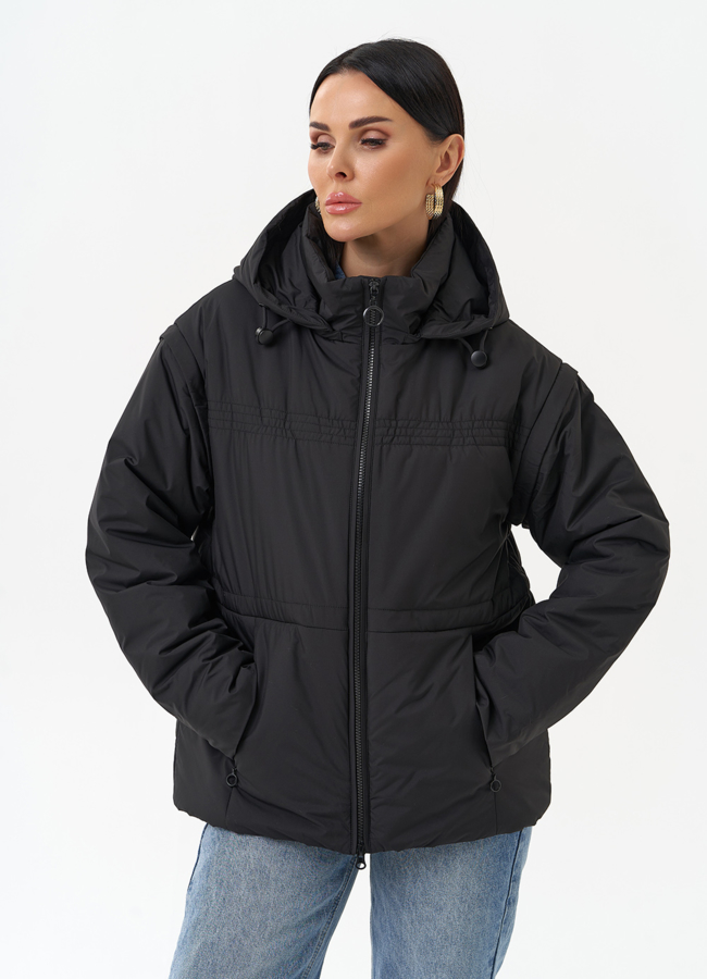 Женская утепленная куртка со съемными рукавами модель № 30011 в кредит