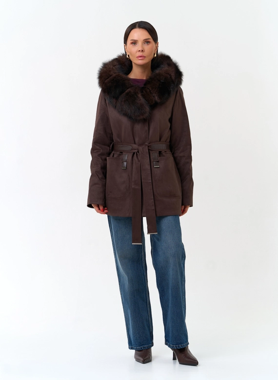 Женская куртка из эко замши фото