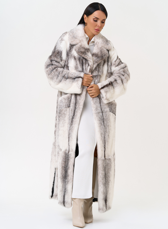 Длинная шуба из норки крестовки cross