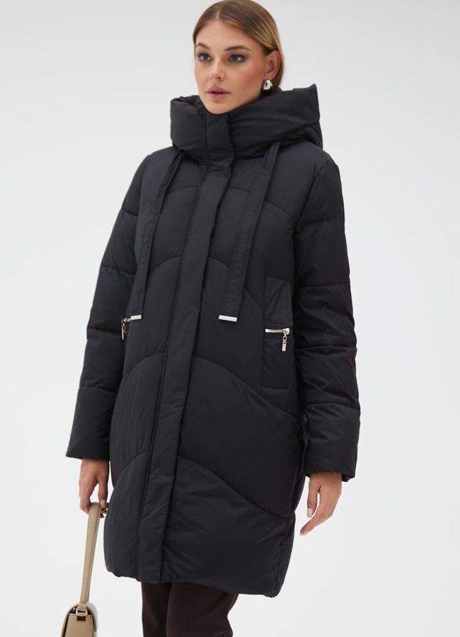 Женский пуховик с капюшоном модель № 31126 меха малина