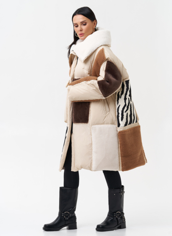 Комбинированный женский пуховик 