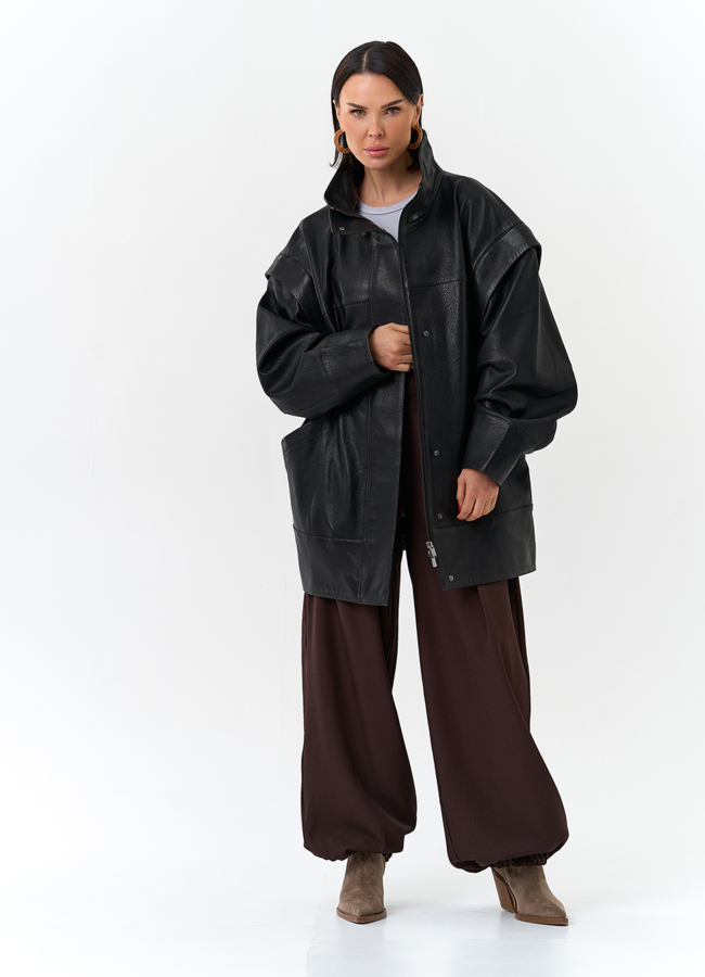 Женская куртка из натуральной кожи со съемными рукавами модель № 32873 универмаг малина