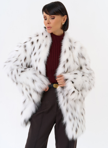 Шуба из лисы с инкрустацией под рысь