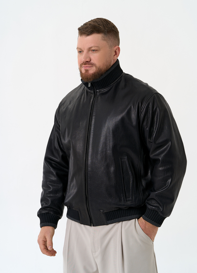 фото Мужская куртка бомбер из натуральной кожи модель № 32862