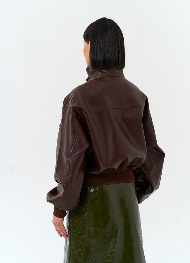 фото Женская куртка бомбер из эко кожи модель № 33155