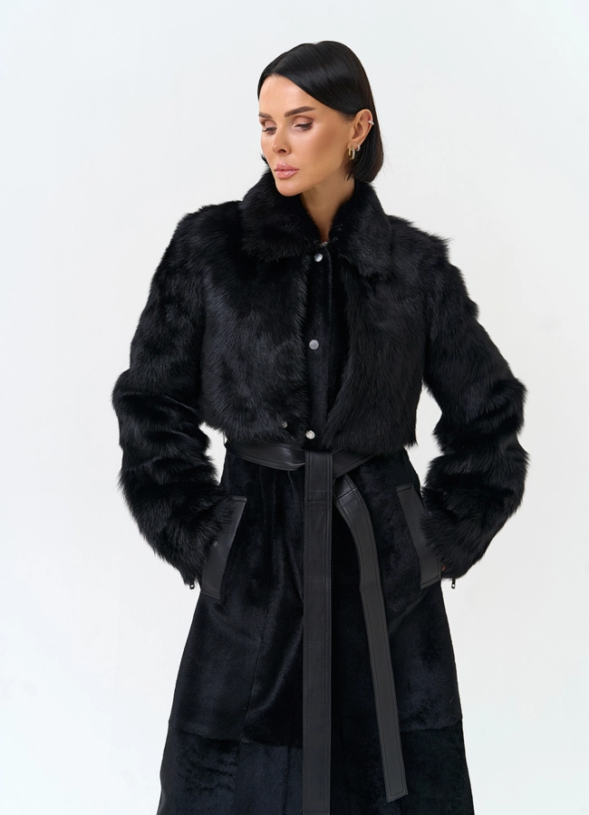 Женская натуральная дубленка трансформер модель № 34129 универмаг малина фото