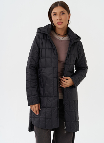 Стеганое пальто с капюшоном