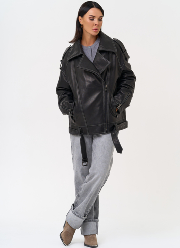 Куртка из натуральной кожи с капюшоном