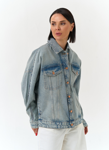 Женская джинсовая куртка со стразами