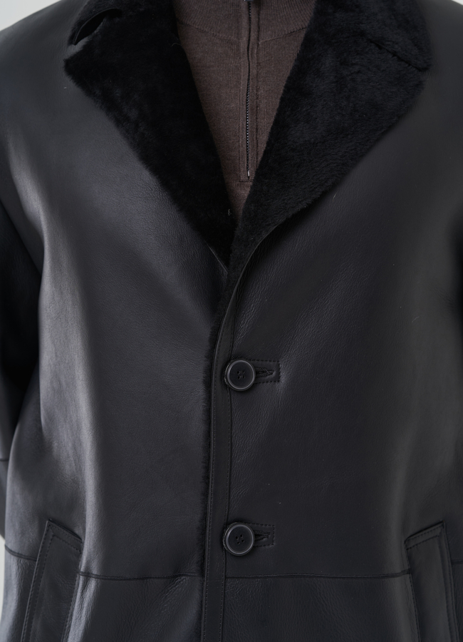 Дубленка мужская черного цвета  модель № 82156 универмаг малина