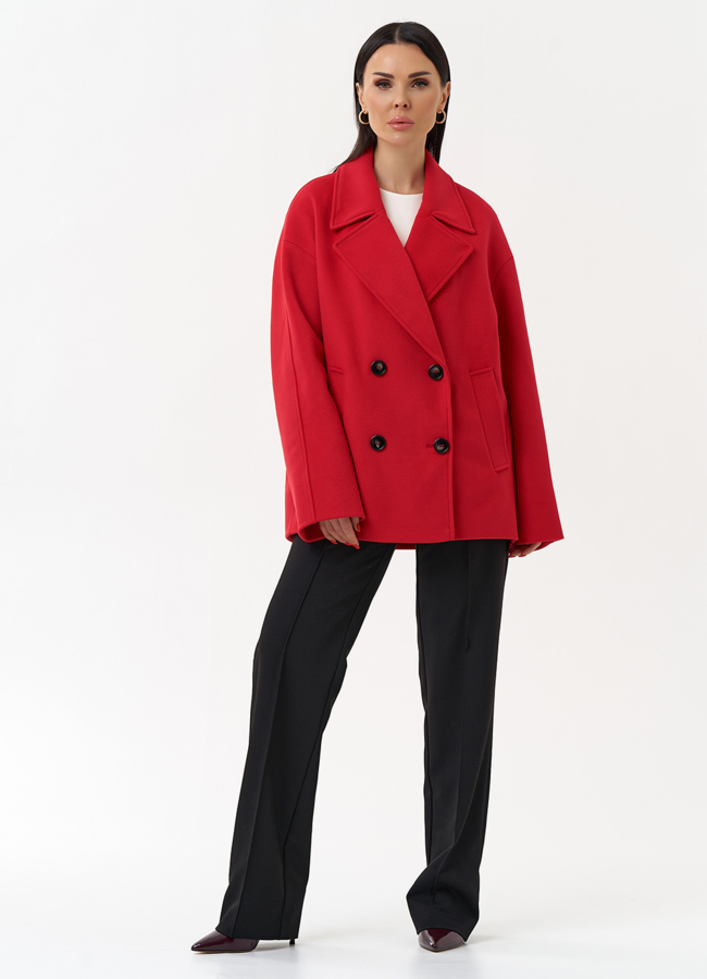 Укороченное двубортное пальто модель № 30087 универмаг малина