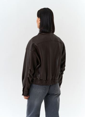 Женская куртка бомбер из натуральной кожи