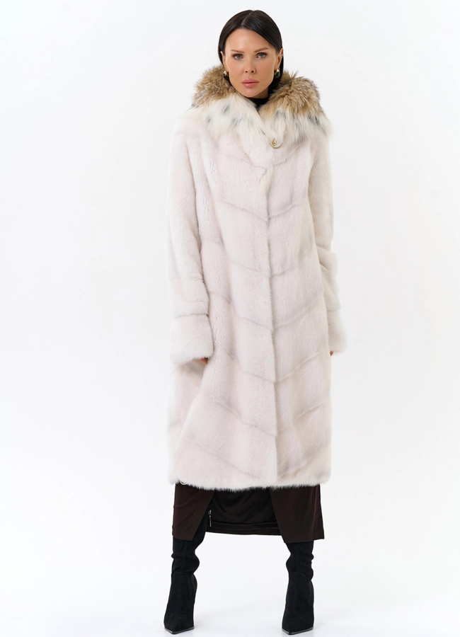 фото Светлая шуба с рысью модель № 21630