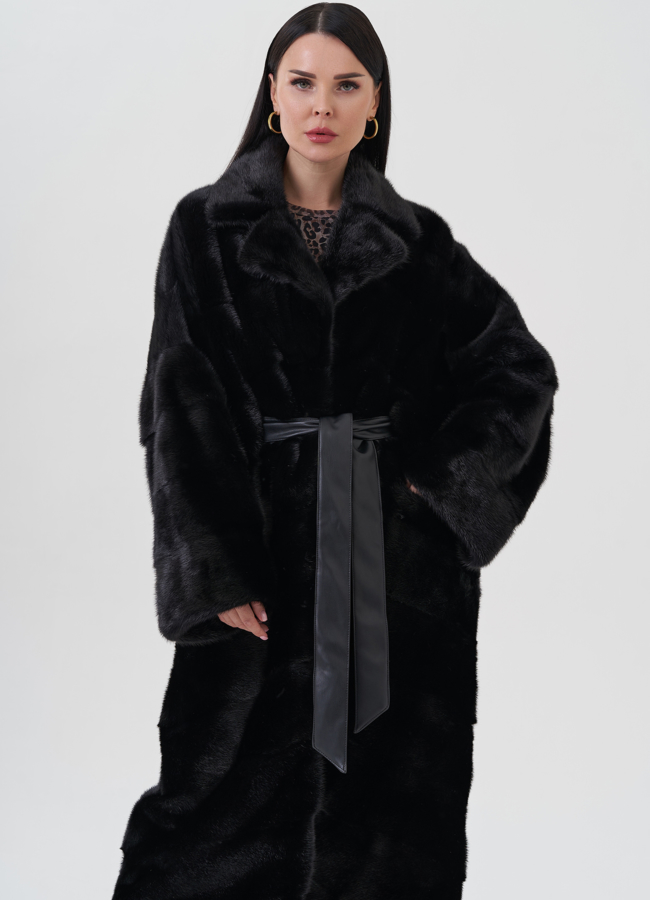 Норковая шуба с английским воротником  модель № 24651 универмаг малина