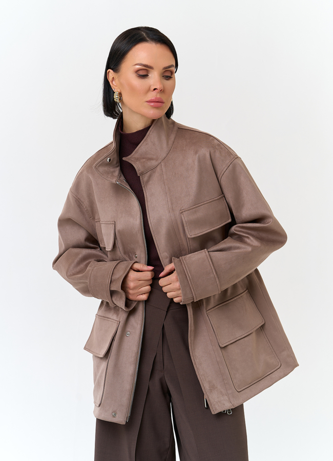 Женская куртка парка из эко замши  модель № 32734 универмаг малина