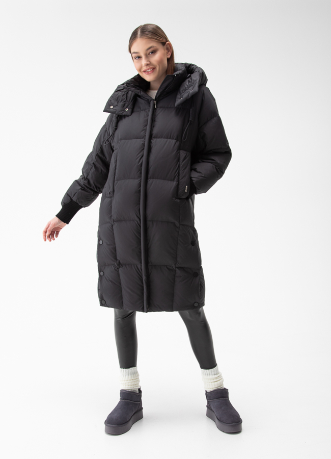 фото Женский пуховик с капюшоном  модель № 28013