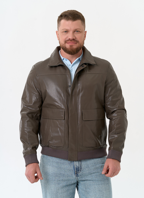 Мужская куртка бомбер из натуральной кожи