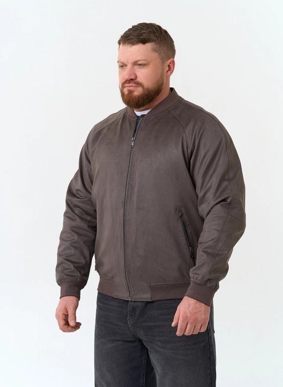Мужская куртка бомбер из эко замши фото
