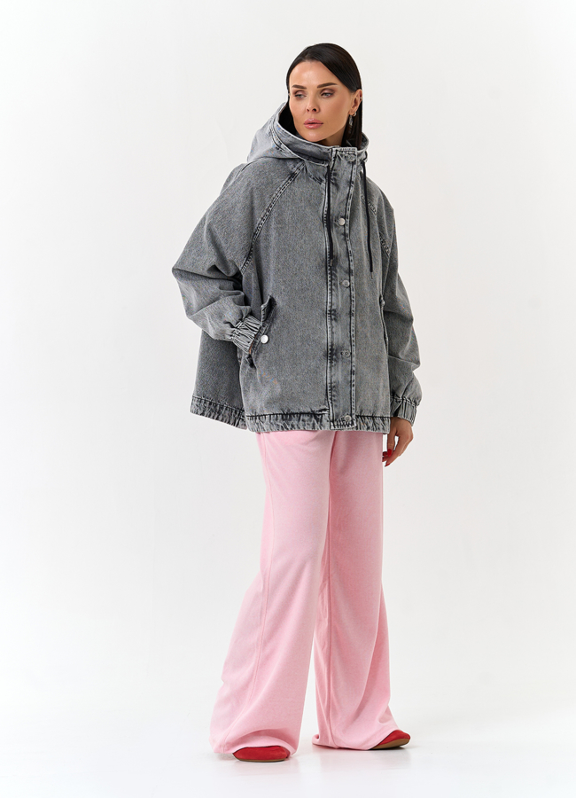 Женская джинсовая куртка с капюшоном модель № 33131 в кредит