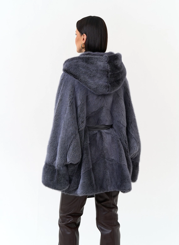 Женская норковая шуба с капюшоном фото