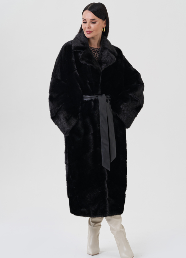 Норковая шуба с английским воротником  модель № 24651 универмаг малина