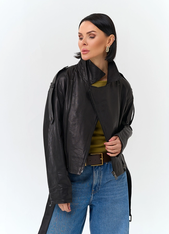 Женская куртка косуха из натуральной кожи модель № 26849 универмаг малина