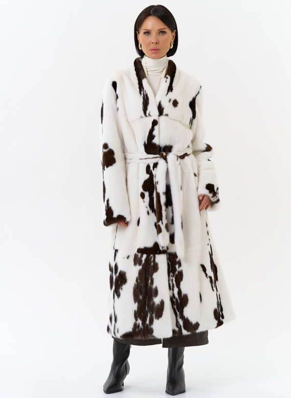 Шуба из меха норки в расцветке "ягуар"