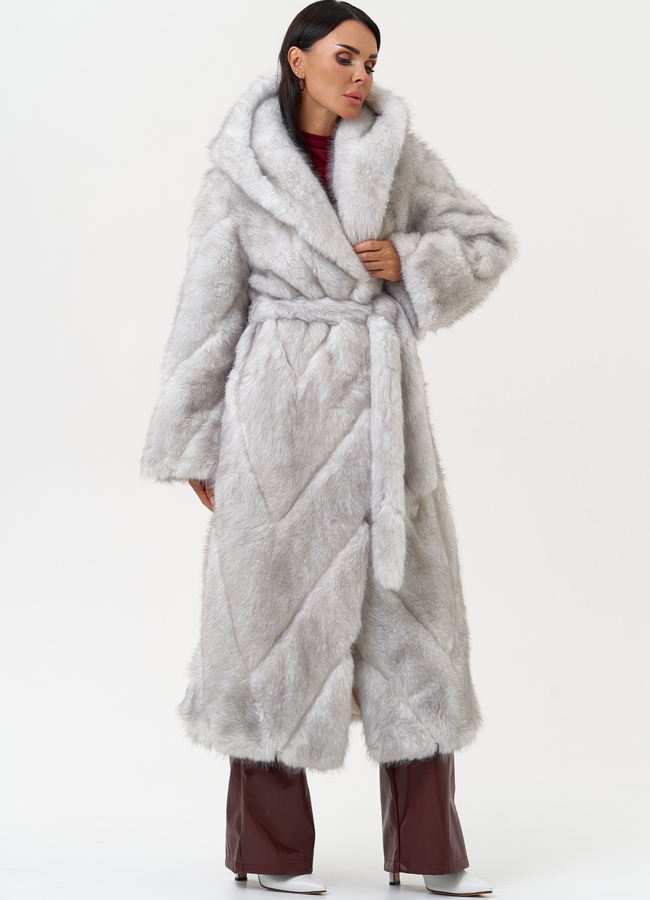 Длинная женская шуба из эко меха модель № 31244 универмаг малина