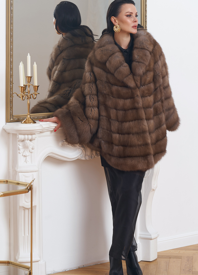 Шуба из куницы оверсайз модель № 24643 универмаг малина