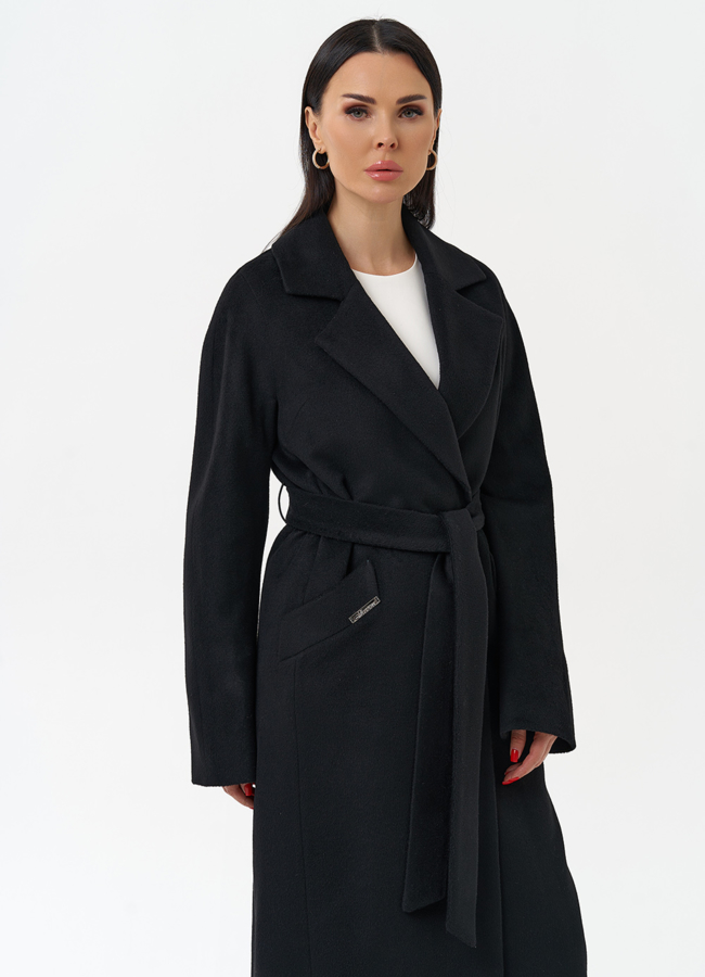 Классическое женское пальто в черном цвете модель № 21307 универмаг малина