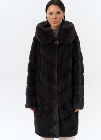 Норковая шуба с капюшоном
