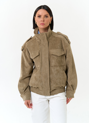 Женская куртка бомбер из эко замши