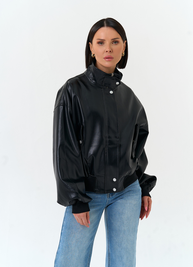 Женская куртка бомбер из эко кожи модель № 33154 универмаг малина