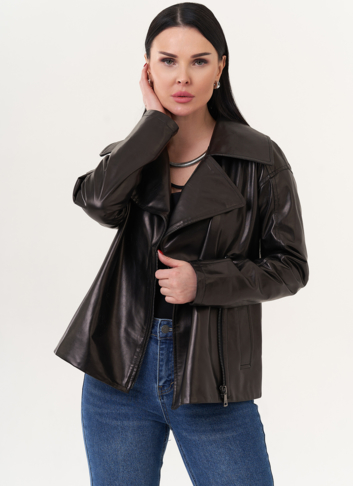 Кожаная куртка "косуха" с английским воротником