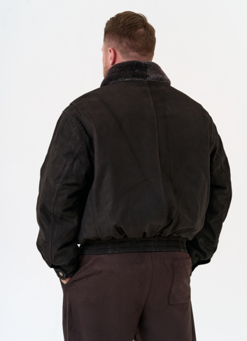 Куртка пилот из натуральной кожи с отделкой из овчины