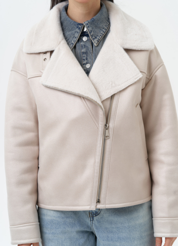 Короткая дубленка из эко замши